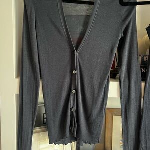 Women’s Gray Ribbed Button-Front Cardigan Sweater